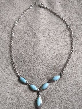 Sterling Silver Necklace with Light Blue Larimar